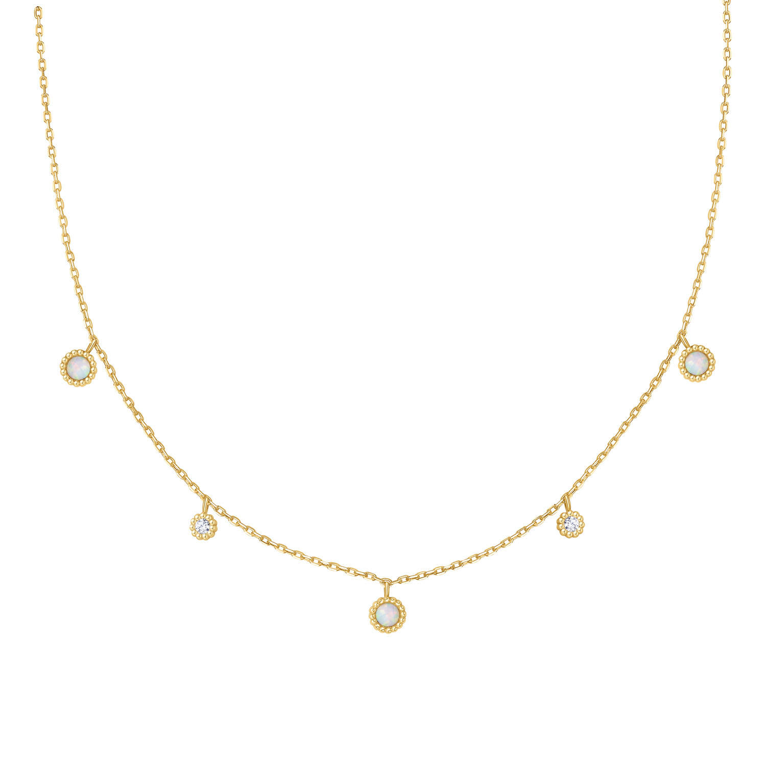  Sunny Sparkler - Kette - Silber / 14kt GP - Opal - 47cm